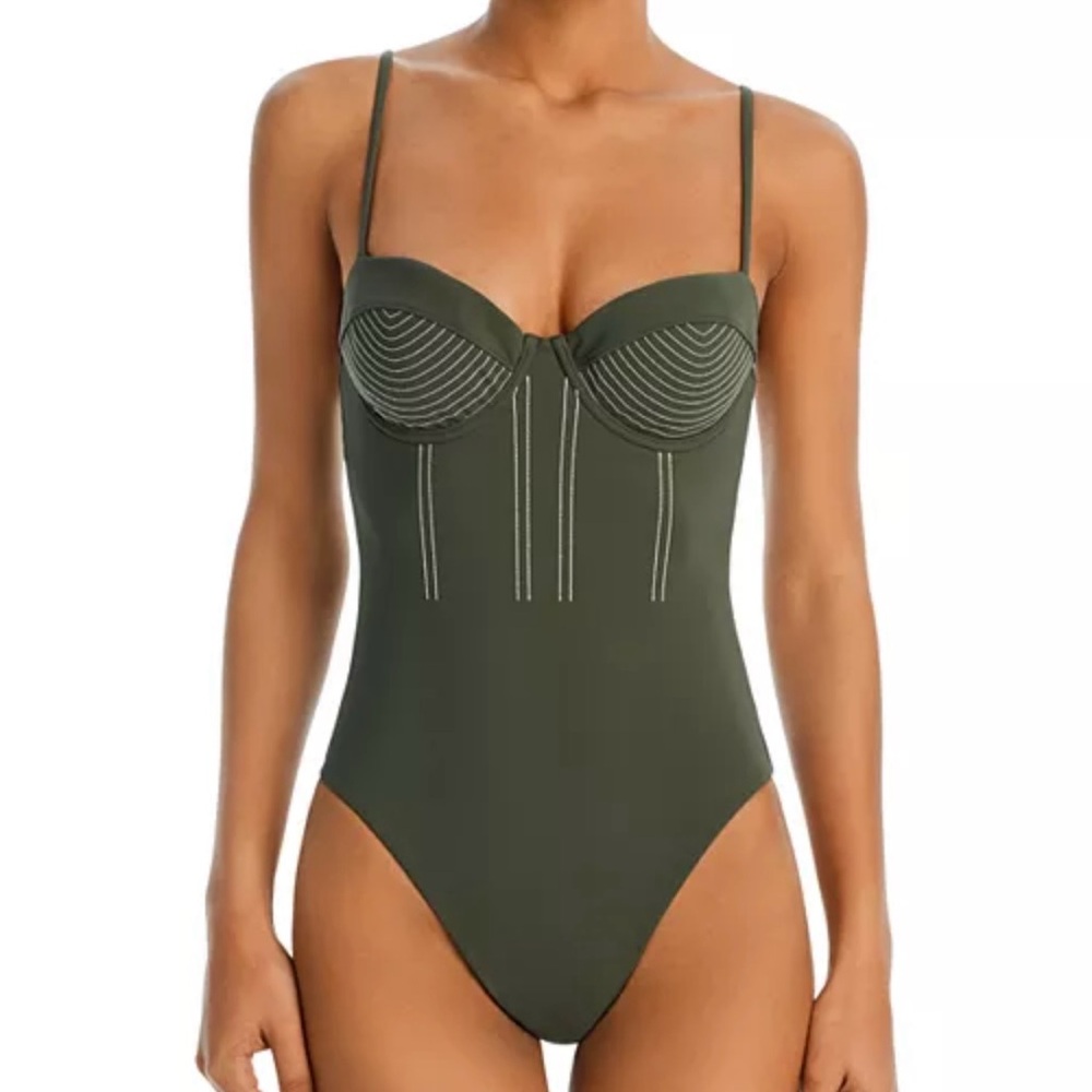 Simkhai Olive Green One-Piece Swimsuit NWT XS